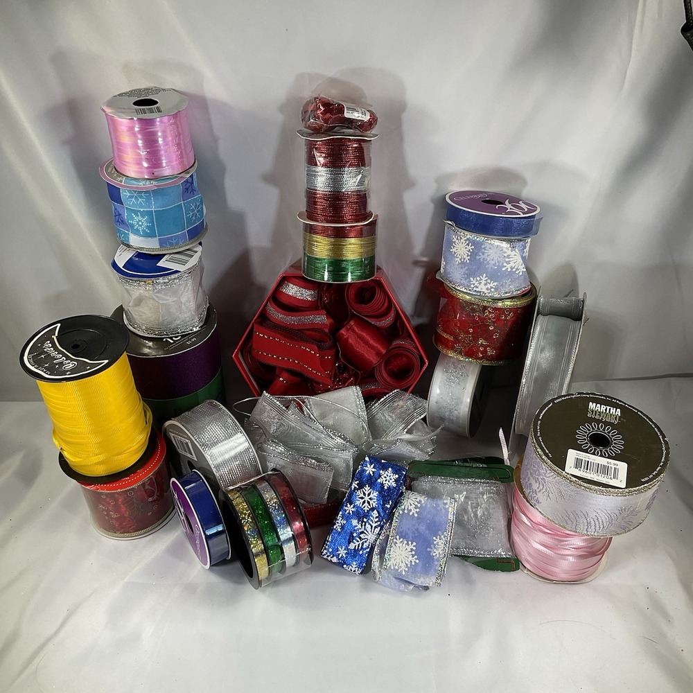 Large Ribbon Lot. Christmas Ribbon, Balloon Ribbon, Textured Ribbon All Colors
